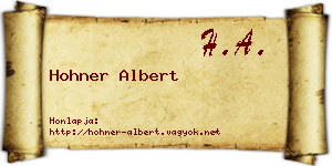 Hohner Albert névjegykártya